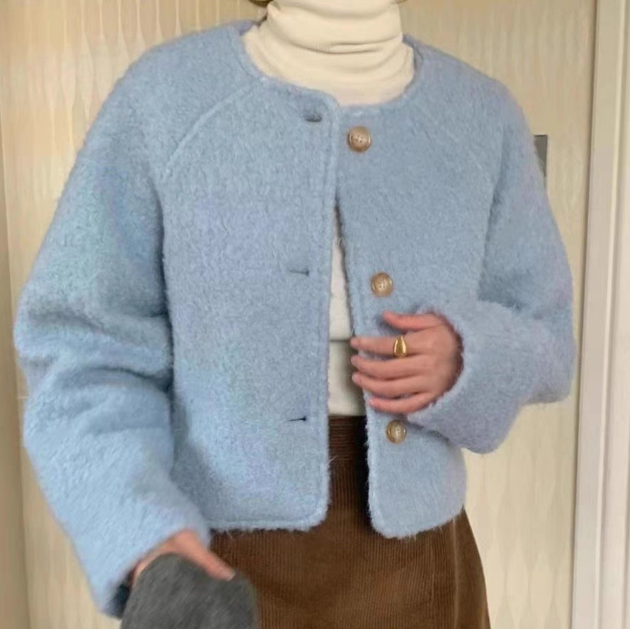 シャーベットカラーツイードジャケット ツイードジャケット 高見えジャケット 水色 ライトブルー 白 ホワイト 韓国 オルチャン レディース 高見え 青 ブルー クリーム アイボリー 長袖ジャケット