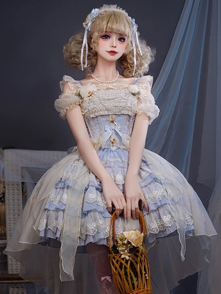 スカート ロリータ バレエ スタイル 3 段 ケーキ 犬 ショート JSK ドレス 甘い プリンセス