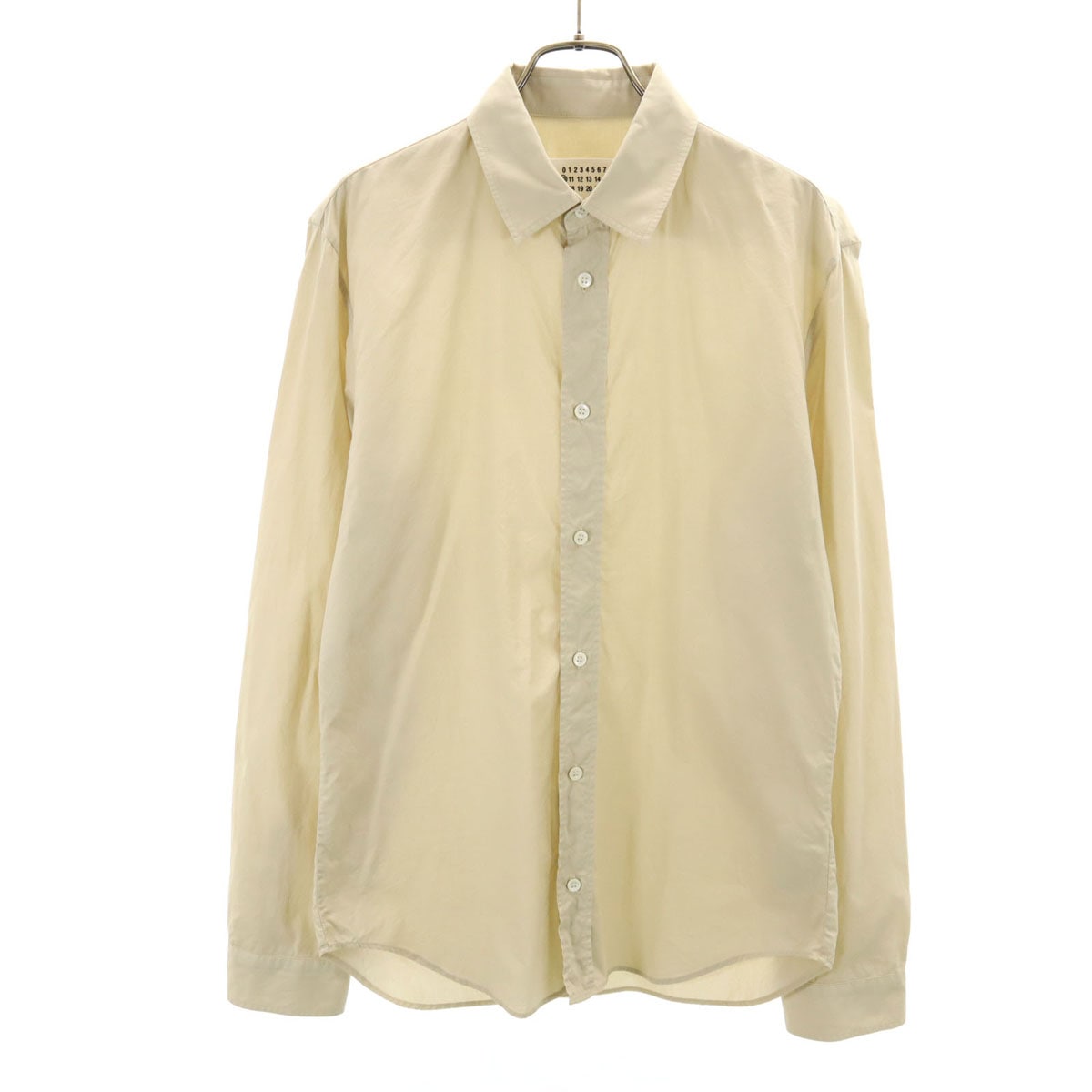 16SS ルーマニア製 長袖 コットンシャツ 48 ベージュ メンズ 古着