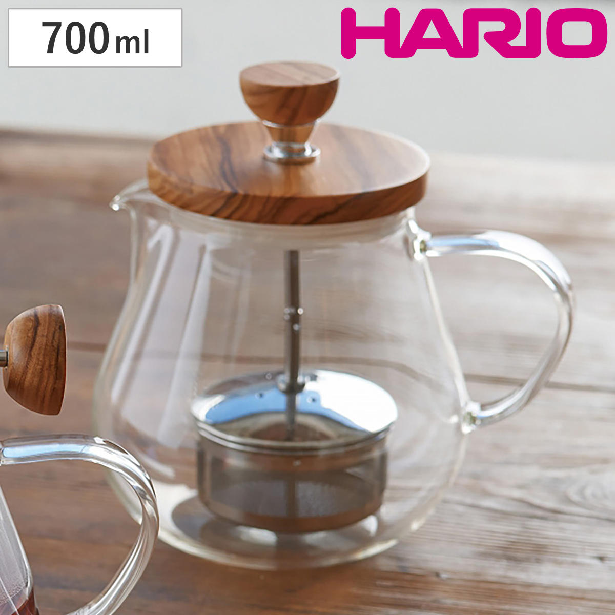 HARIO ティオール・ウッド700 ハリオ ティーポット 700ml 耐熱ガラス 電子レンジ対応 食洗機対応 木製蓋 ステンレス 茶漉し おしゃれ シンプル ナチュラル ストレーナー