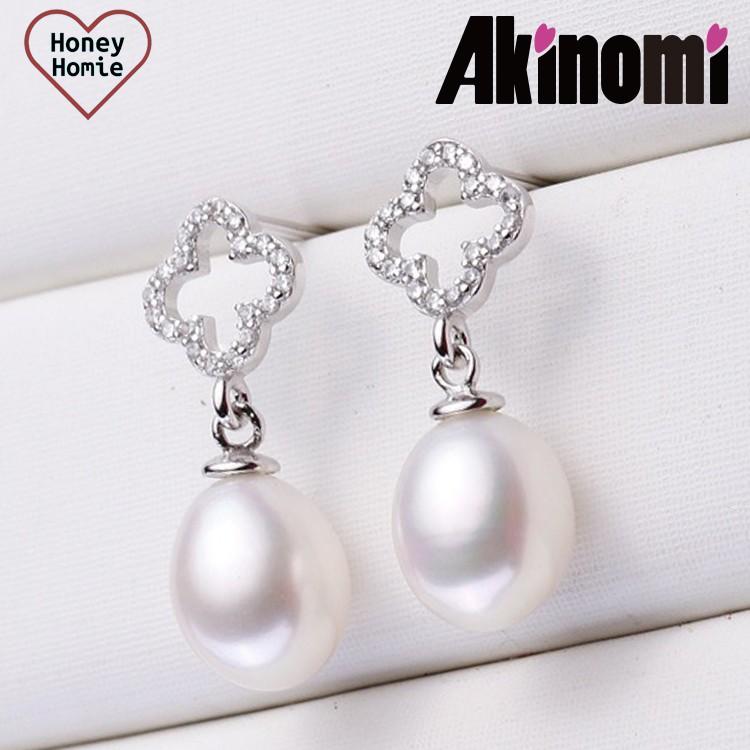 レディース ピアス 天然 淡水 真珠 パール シルバー925 クローバー 四葉 おしゃれ 揺れる ジルコニア 金属アレルギー対応 誕生日 結婚 母の日 プレゼント