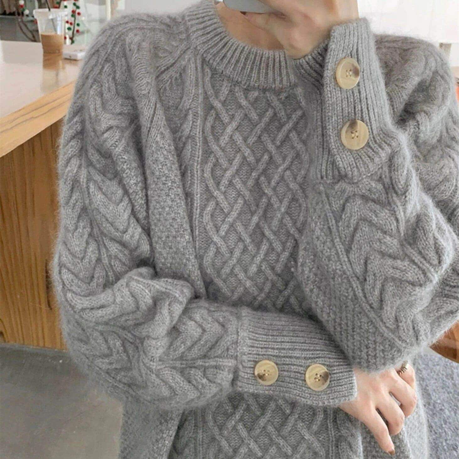 カシミヤタッチ クリスマスコスプレ 裏起毛フアッションニット フリース ラウンドネックニッ卜 タートルネック セーター 厚手 ゆったり レトロ ニット ウォ