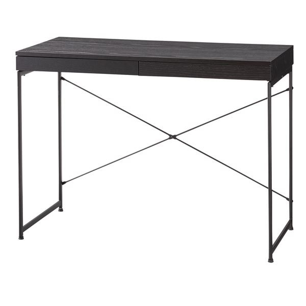 ワークデスク/パソコンデスク ブラック 幅100奥行45高さ73cm スチール 木目 組立品 リビング 会社