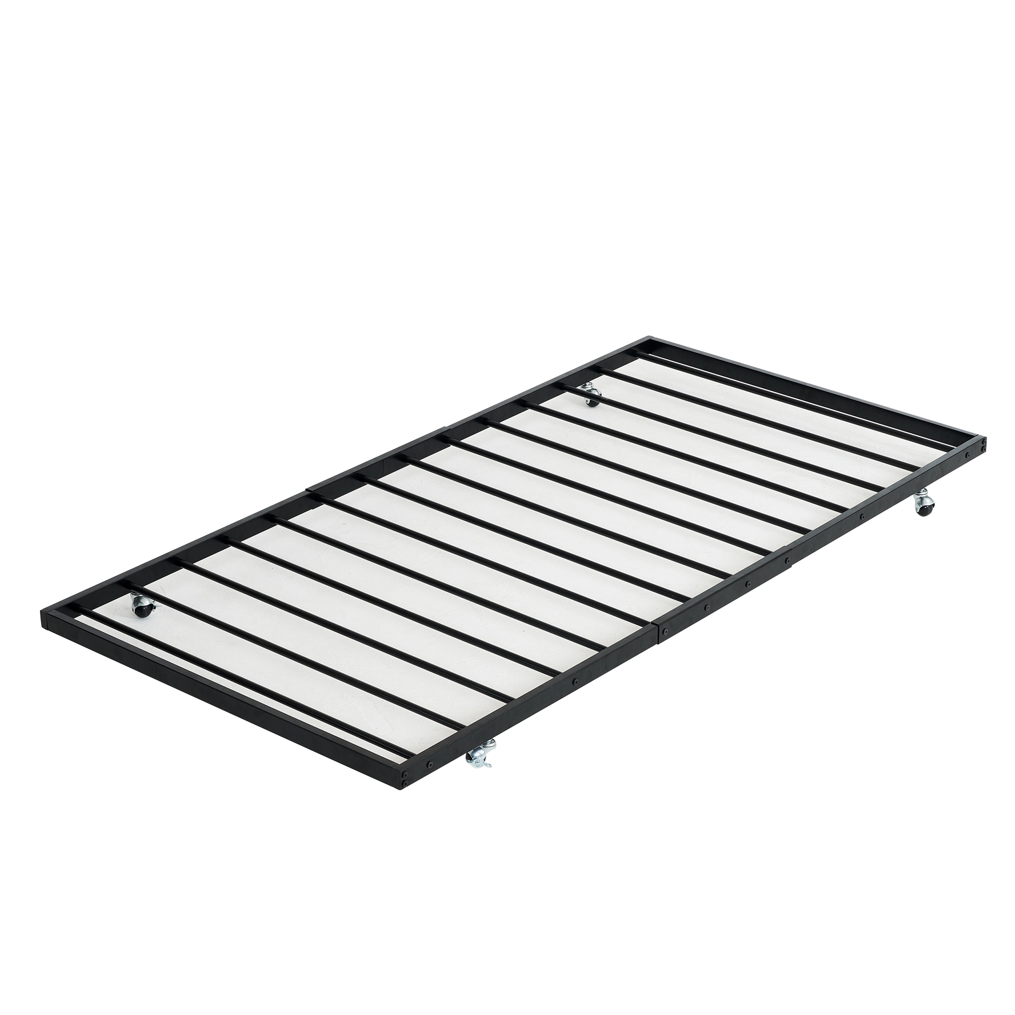 ブラック 195×97cm シングル 収納しやすい北欧風スチール耐震ベッド