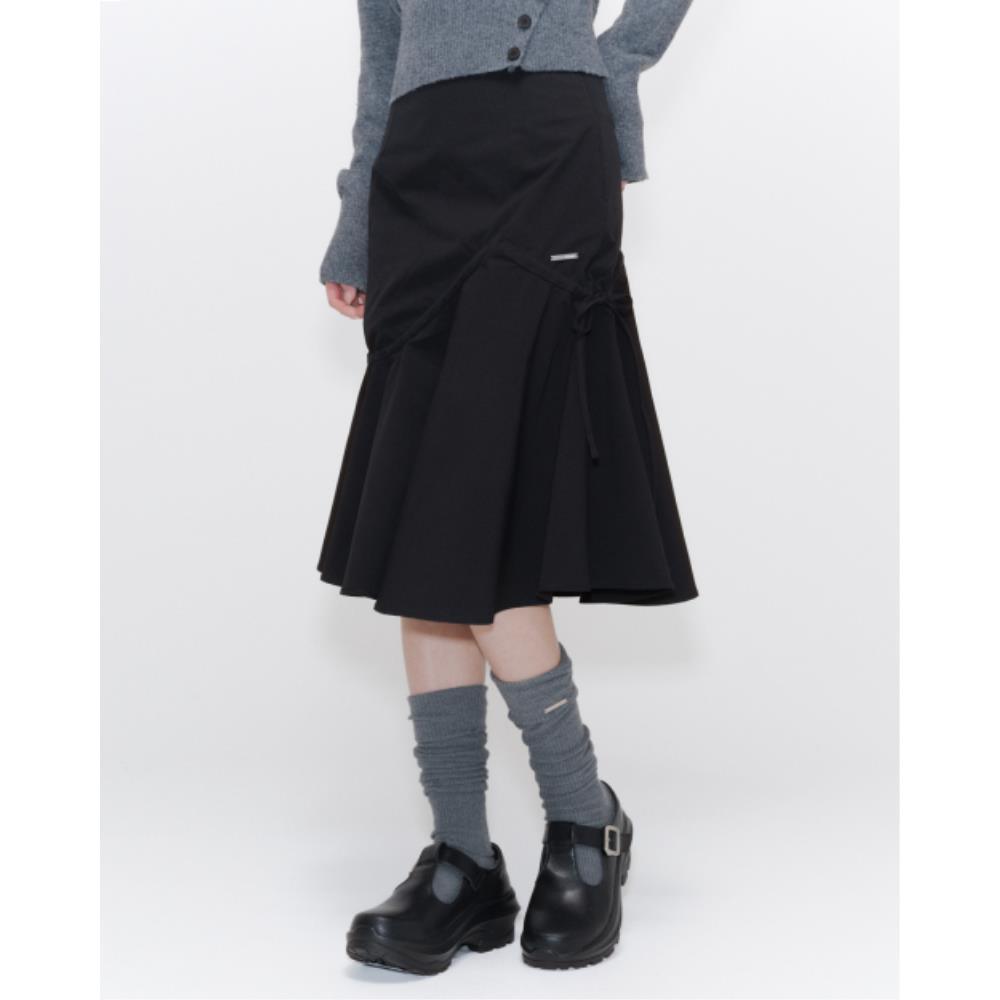 MISEKI SEOUL Shirring ruffle midi skirt BLACK MSK251SK02
