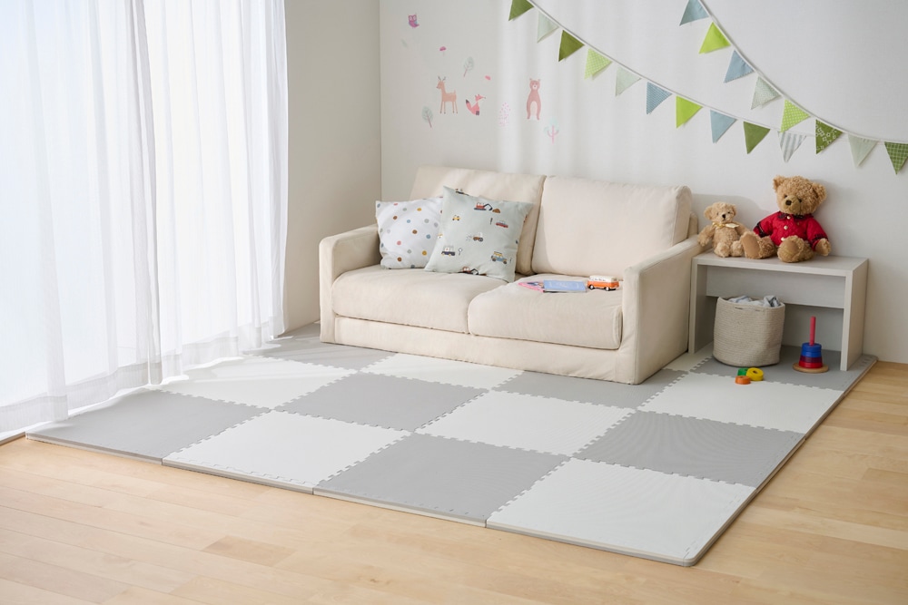 アイリスオーヤマ JMRV-616-GRY/W リバーシブルジョイントマット (グレー/ホワイト・60×60cm)16枚入り JMRV616GRYW