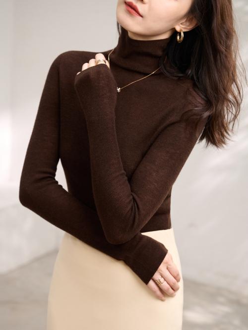 セーター レディース ハイネック タートルネック ウール 秋冬 タイト フィット ニット 長袖 プルオーバー シームレス シンプル おしゃれ 無地 白 緑 黒 オフィス