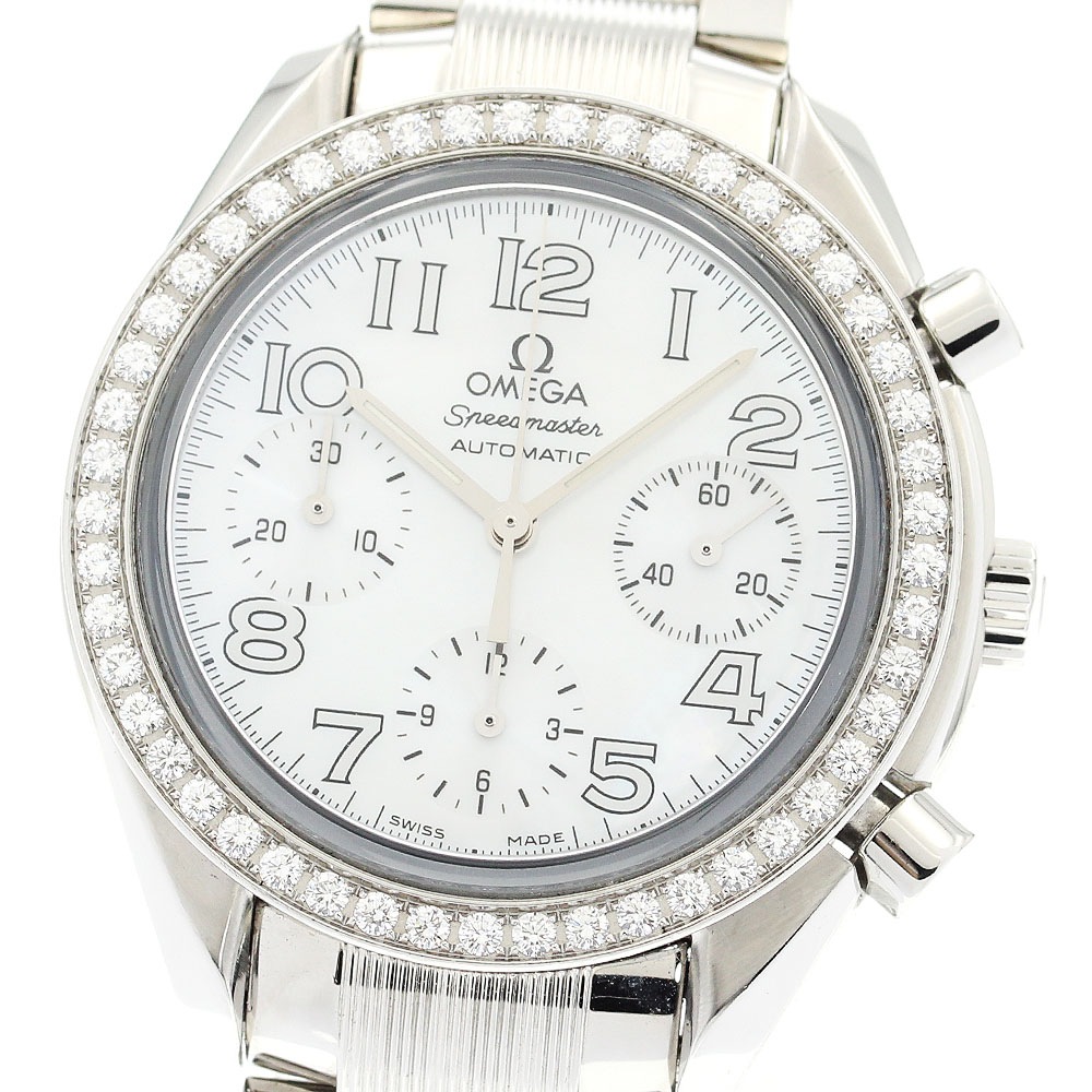 オメガ OMEGA 3535.70 スピードマスター ダイヤベゼル クロノグラフ 自動巻き レディース 良品 保証書付き_878022【中古】