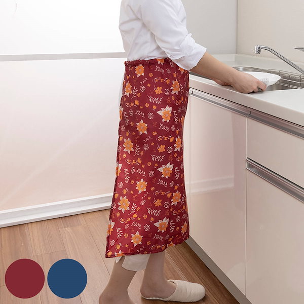 Qoo10] エプロン 花柄 らくらくワンタッチエプロ