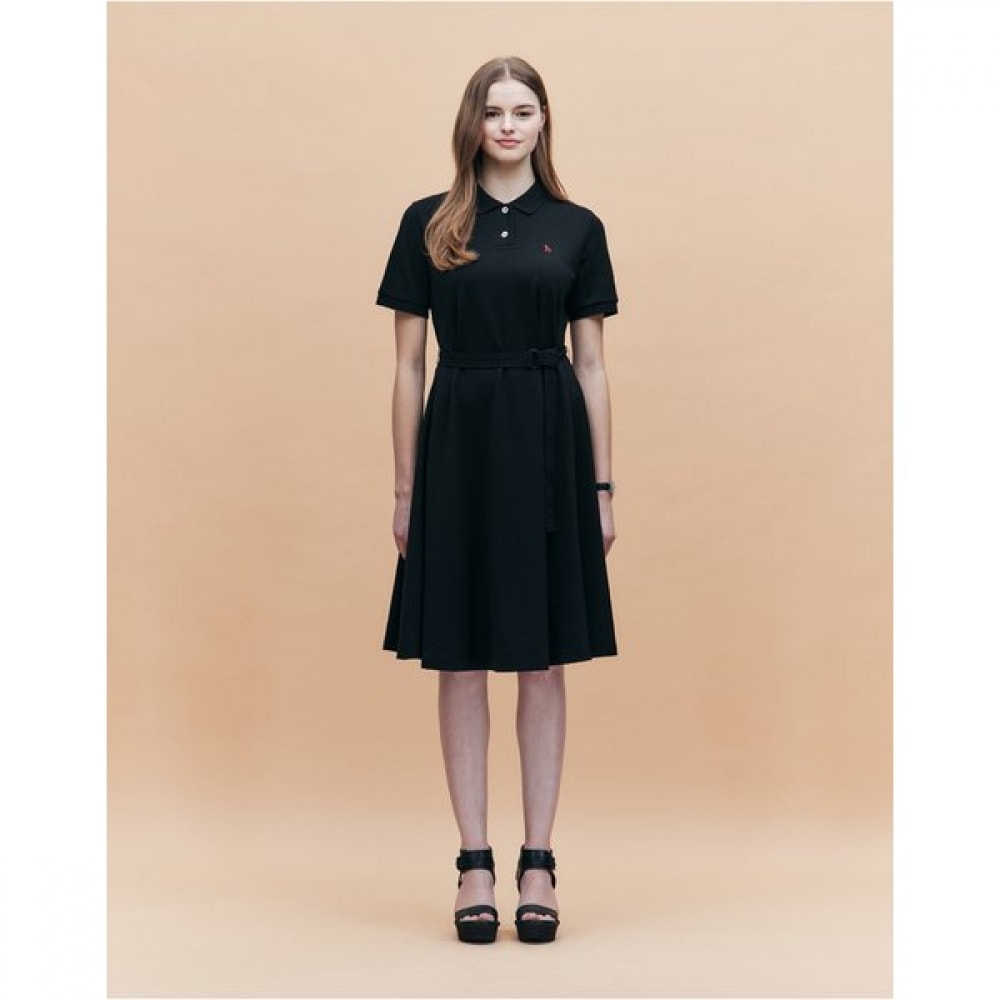 [25SS] [アイコニック] Aラインクラシックショートスリーブピケドレスブル HSDR5BC31BK