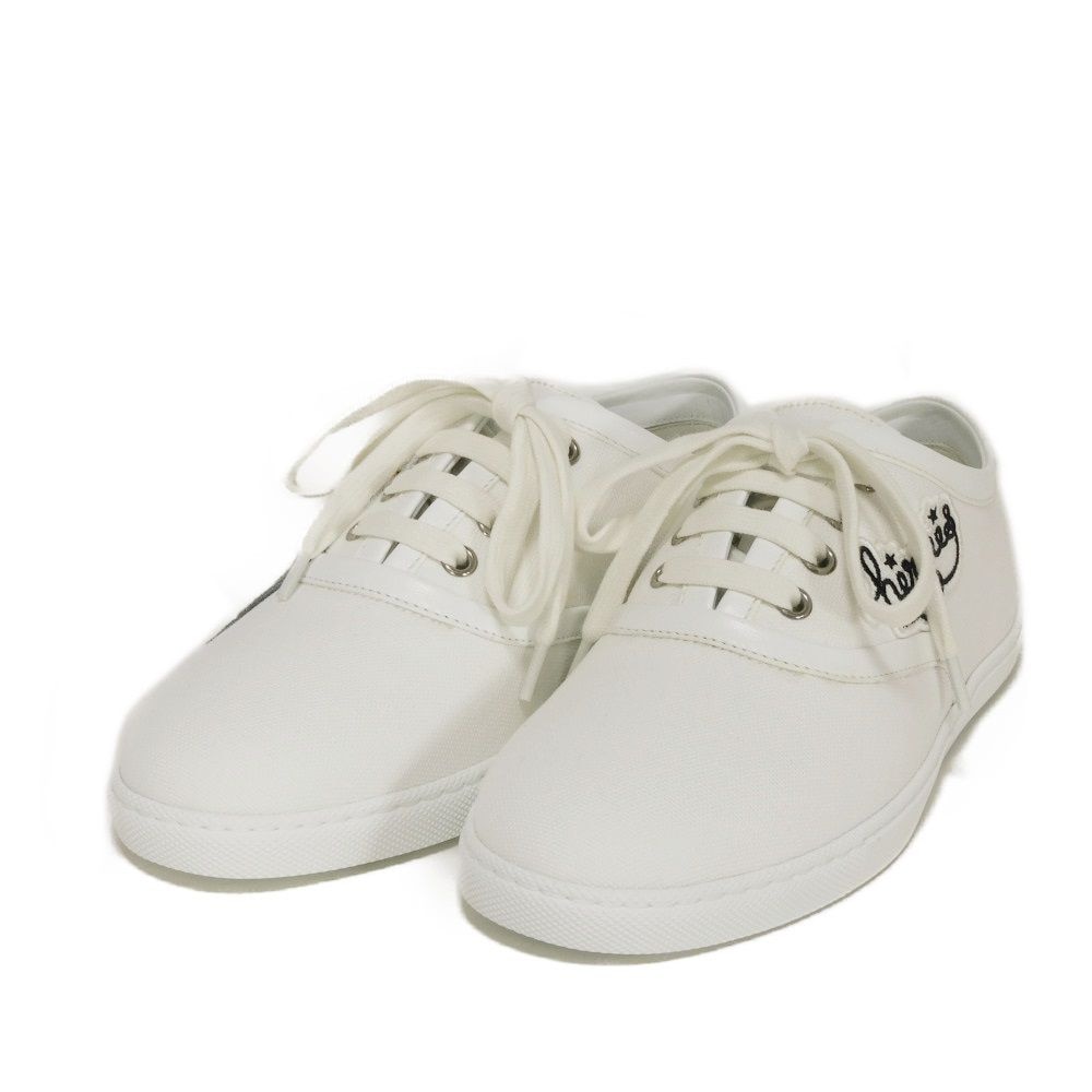 【中古】 スニーカー 35.5 刺繍 パッチ アップリケ マルチカラー ロートップ ローカット 23cm 美品 イノサン ワッペン