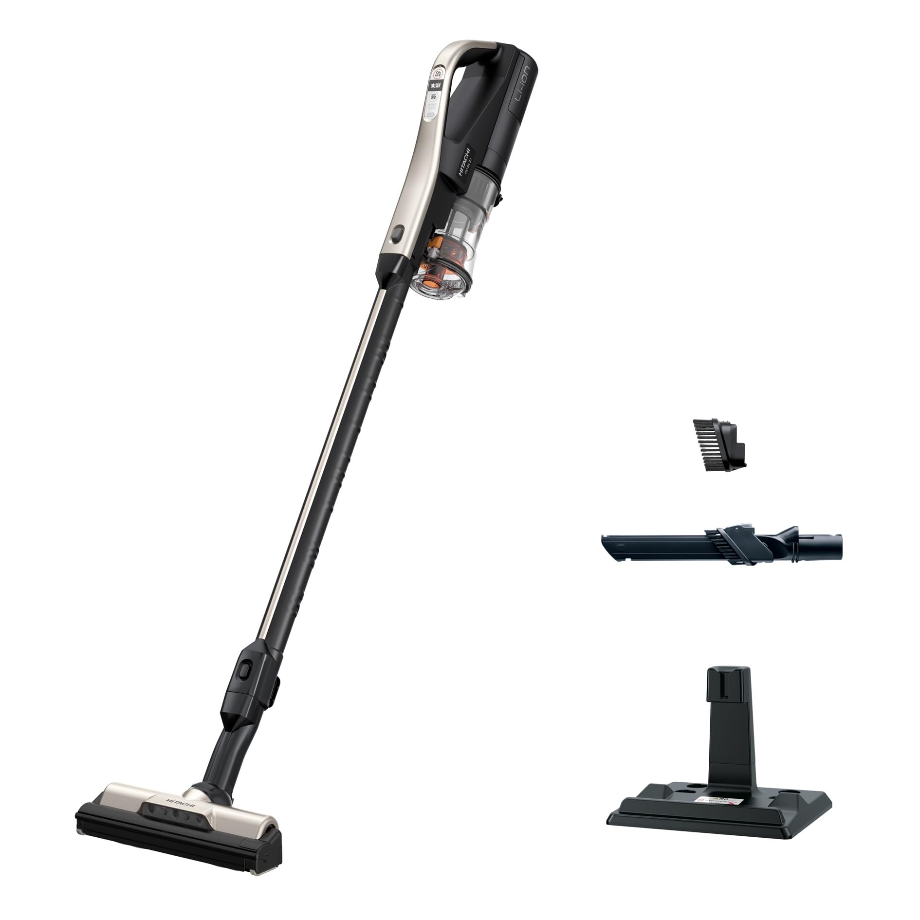 日立 掃除機コードレス スティッククリーナー 軽量 1.1Kg 自走式 LEDライト PV-BL3J ラクかるスティック 日本製 シャンパンゴールド ハンディクリーナー スタンド付き