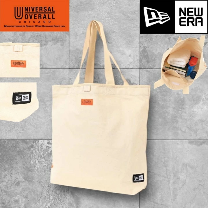 【UNIVERSAL OVERALL】 ユニバーサルオーバーオール トートバッグ ニューエラ コラボレーション 約14L キャンバス素材 ベーシック タウン 通勤 通学 アウトドア 旅行 ユニセッ