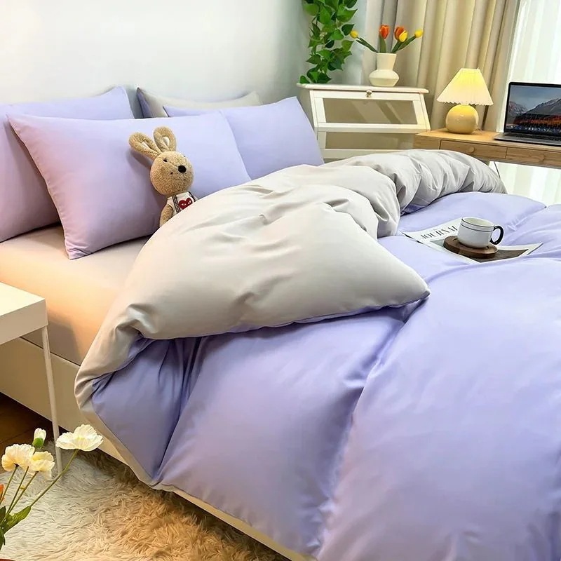 柔軟性お肌に優しい寝具ベッドマットレス布団カバーシーツ敷パッドシーツ布団カバーベッド4点セット インススタイル 無地 ベッドシーツ 掛け布団カバー 学