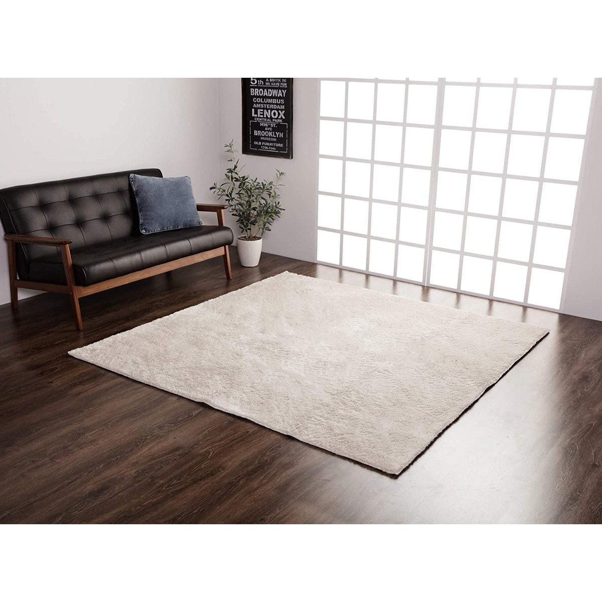 【i】ラグ カーペット 2畳 無地 シャギー調 選べる7色 『ラルジュ』 アイボリー 約185×185cm(ホットカーペット対応)【北海道・沖縄・離島不可】【代引不可/沖縄