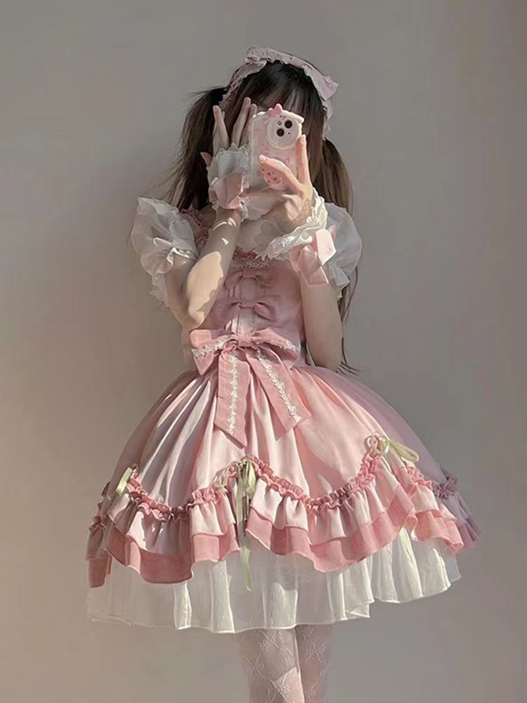 cosplay 蝶 ピンク かわいい ロリータワンピース やさしい 洋服 甘い 気質 ワンピース