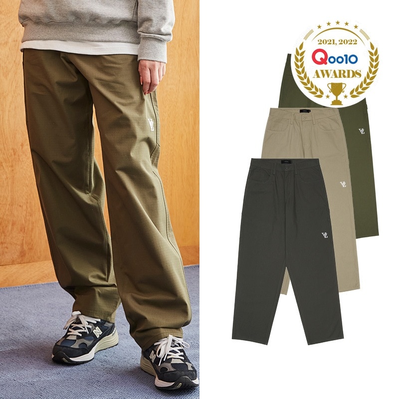 3D Monogram Ripstop Work Pants 韓ストファッション