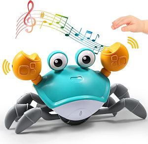 逃げるカニお腹の時間の赤ちゃんのおもちゃ誘導インタラクティブなウォーキングダンスのおもちゃと音楽のサウンドとライト