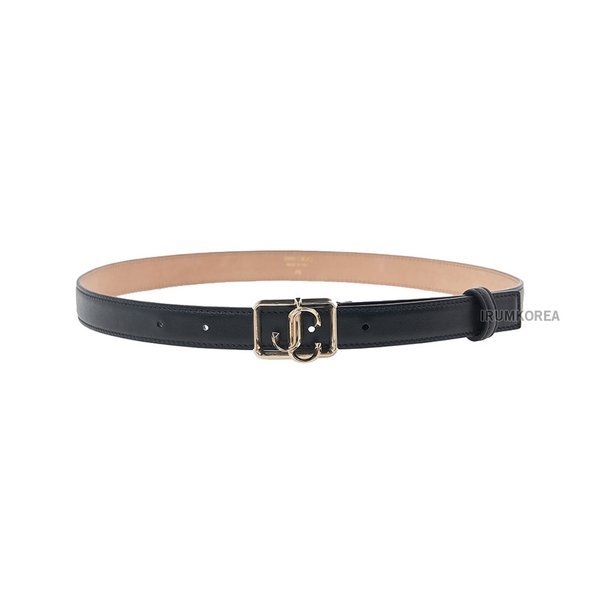 【Jimmy Choo】 ミチュ SS25 女性 JC スクエア ベルト JC SQUARE BELT PKR BLACK LIGHT GOLD (贈呈品なくなり次第予告なしで贈呈終了)