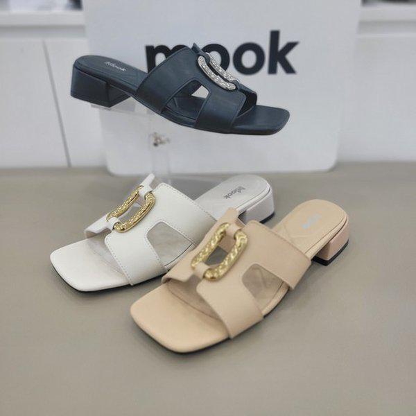 メタル装飾スライドスリッパ 3.5cm 522405_DJ