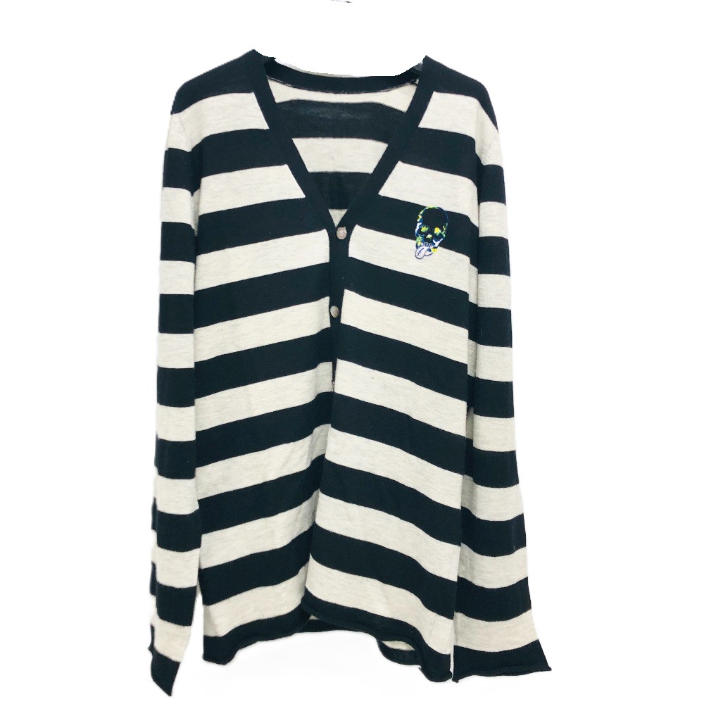 Lucien Pellat-Finet ルシアンペラフィネ カーディガン スカル ボーダー カーディガン 洋服 長袖 カシミヤ ブラック