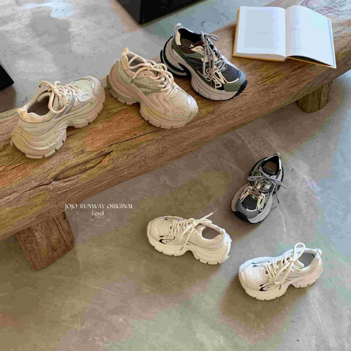 ヨーロッパの商品路上貨物式パリの父シューズ女性の新しい革の濃厚なカジュアルスポーツシューズランニングシューズ