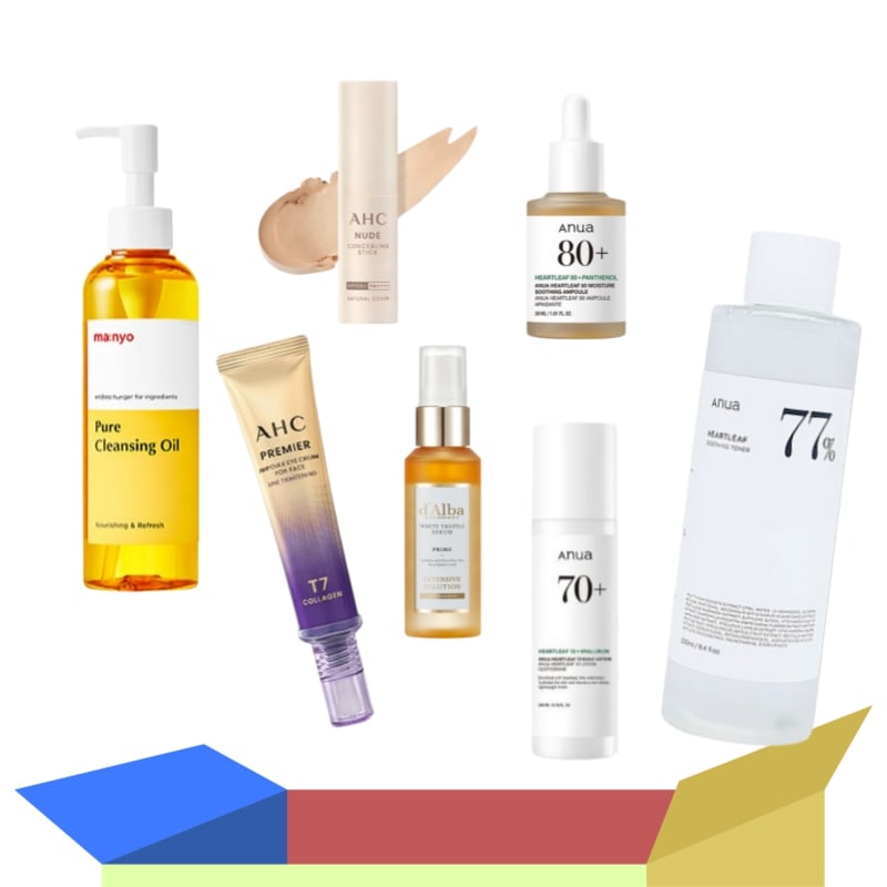 【7点セット】ドクダミスキンケアセット3点セット+魔女工場クレンジングオイル200ml＋ダルバミストセラム+AHCスティックコンシーラー+AHCアイクリーム/ 韓国コスメセットラッキーボックス