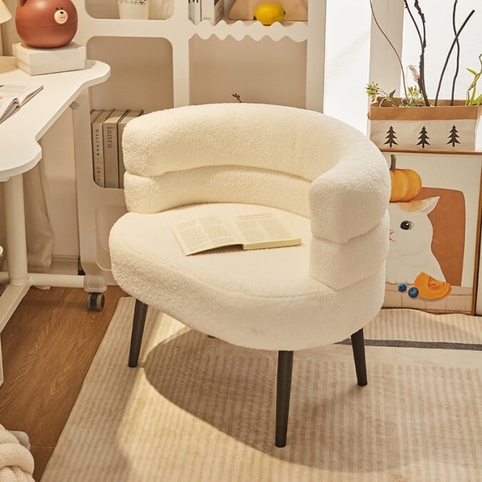 ソファ チェア ふわふわ もこもこ 広々 座面 一人用 おしゃれ かわいい インテリア シングル ソファー PC チェア リラックス 白 ピンク