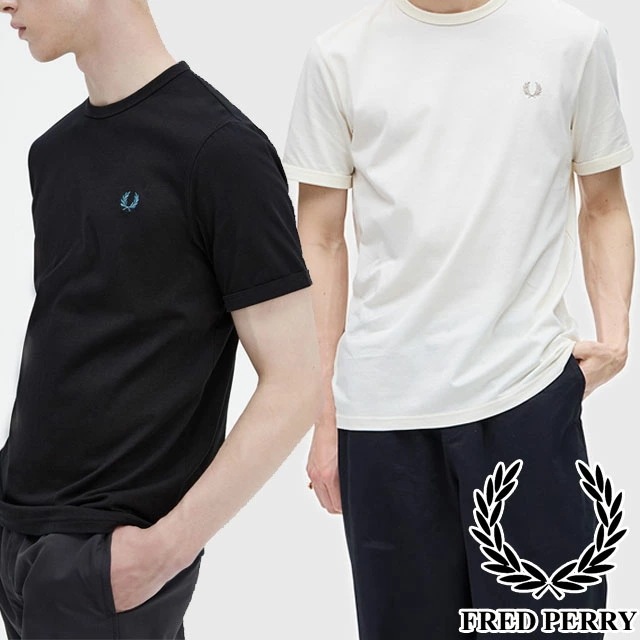 フレッドペリー Tシャツ メンズ M3519 リンガーティーシャツ 綿100％ レディース 半袖 カジュアル シンプル きれいめ キレカジ 月桂樹 ローレルリース 刺繍 ワンポイント きなり 黒
