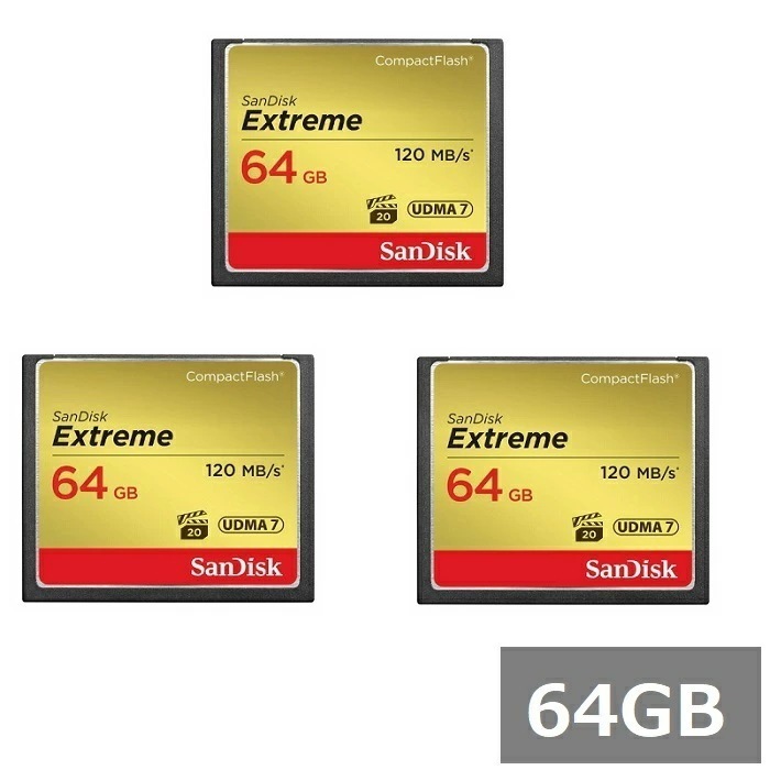 【3セット】 サンディスク CFカード コンパクトフラッシュカード SDCFXSB-064G-G46 Extreme 64GB UDMA7 Sandisk カメラ ビデオカメラ デジタル一眼レ