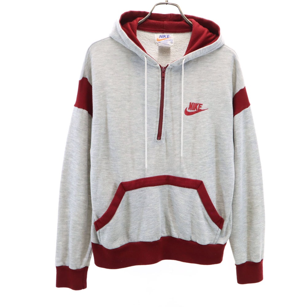 70s 80s ヴィンテージ オレンジタグ 長袖 ハーフジップ スウェットパーカー L グレー 裏起毛 プルオーバー メンズ