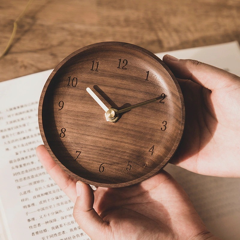 置き時計 木目調 クロック 置時計 アナログ 時計 テーブルクロック コンパクト シンプル 子供部屋