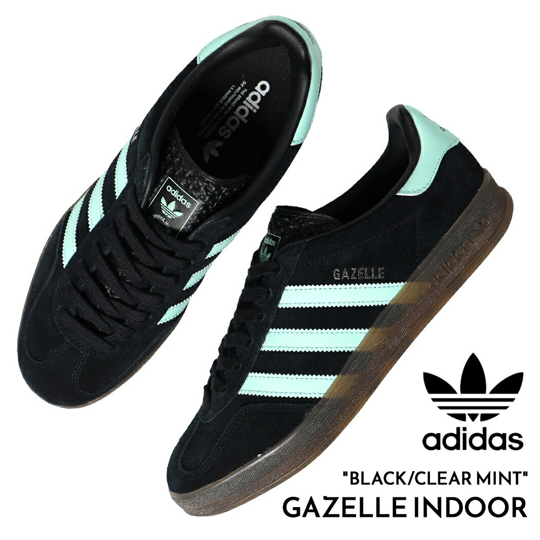 adidas アディダス ガゼル インドア スニーカー GAZELLE INDOOR BLACK/CLEAR MINT ( 黒 ブラック クリア ミント メンズ レディース JR7112 )