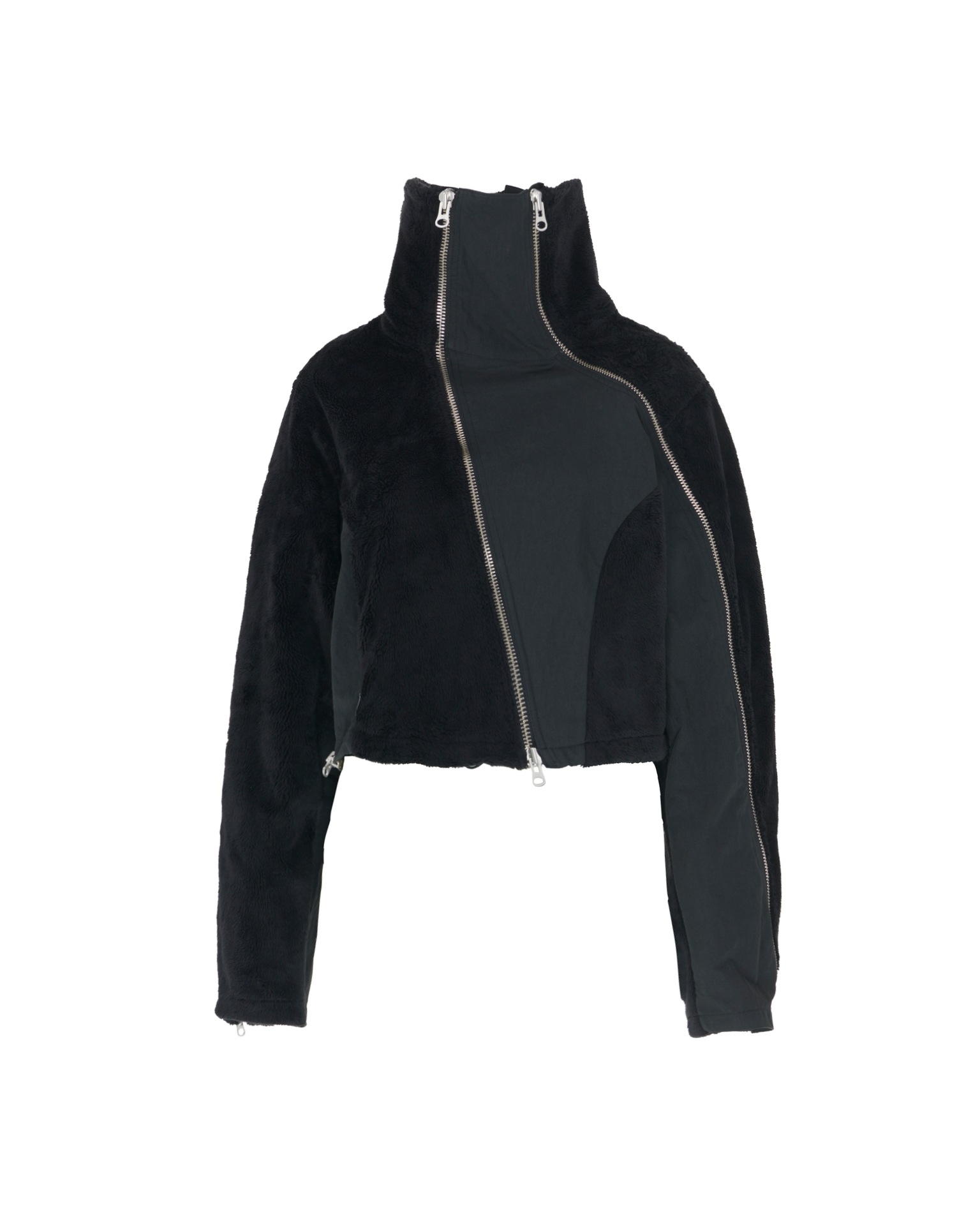 【SURGERY】 SURGERY CROSS ZIP CROP FLEECE JACKET : BLACK