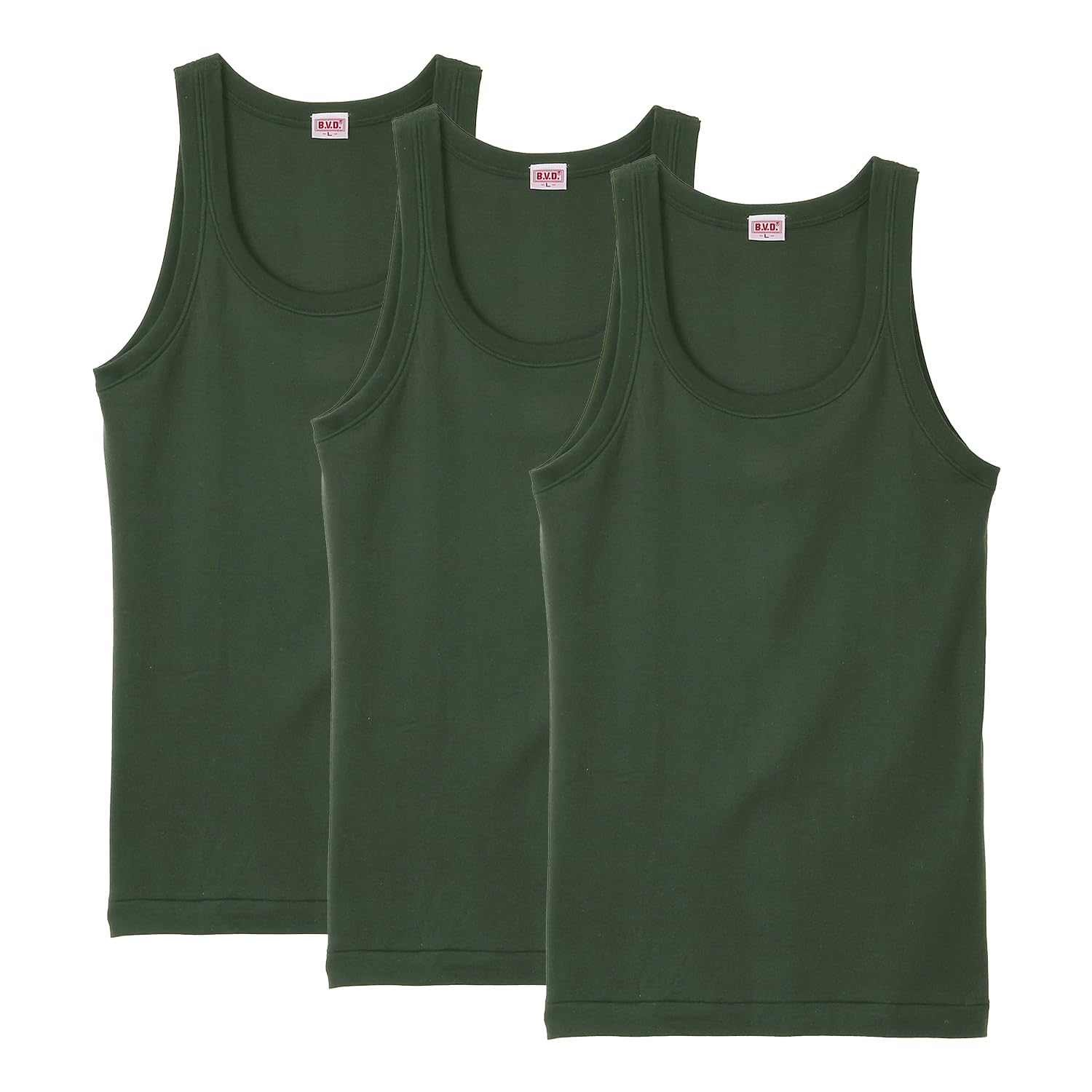 [ビー・ブイ・ディ] GOLD ゴールド タンクトップ3枚組 綿100% コットン メンズ GF015TS3P ダークグリーン M