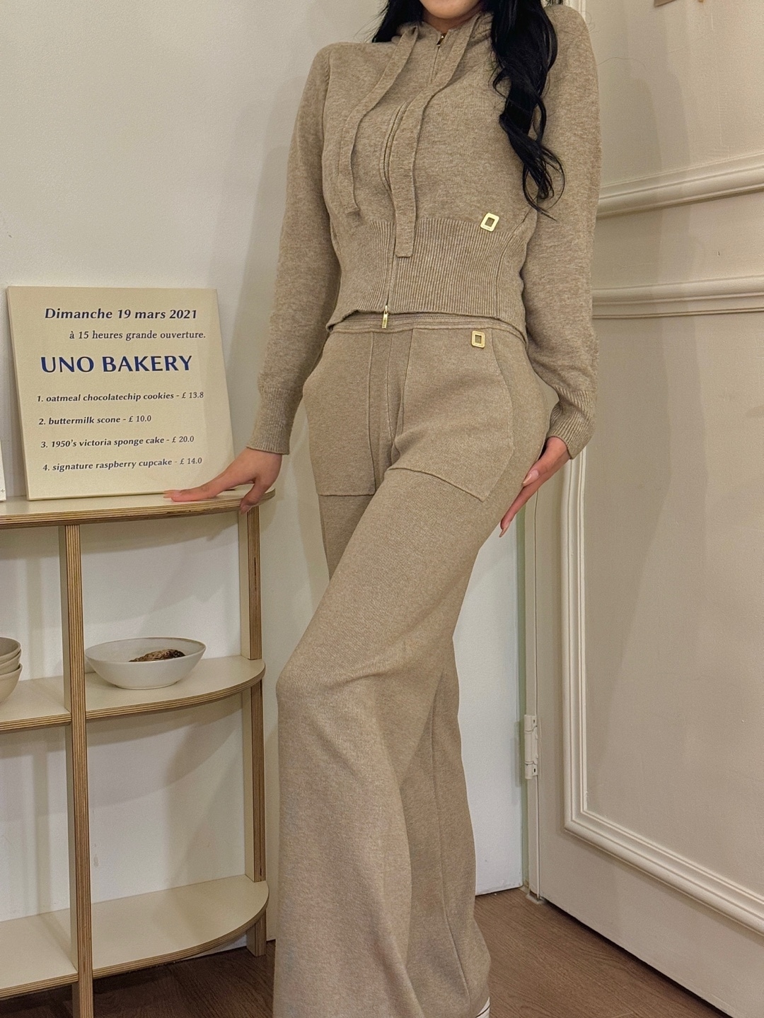 [ラグジュアリー/ニットパンツ] ワイド ストレートパンツ ストレート ニットパンツ プレミアム 輸入 セリン ニット セット パンツ ウエストバンディング リブニット パンツ ワイドパンツ デイリー