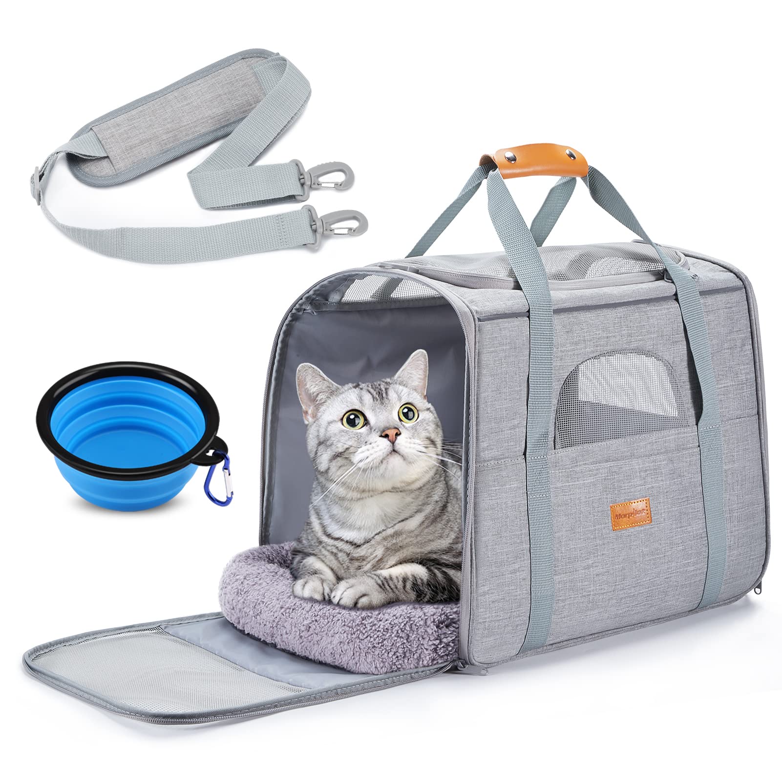猫 キャリー バッグ Morpilot ペットキャリー バッグ 4way ショルダー 中・大型猫用・小型犬・うさぎ用 リュック 折りたたみ 変形しない 通気性 臭気がない 引っ掻き傷に強い 車載/ドラ