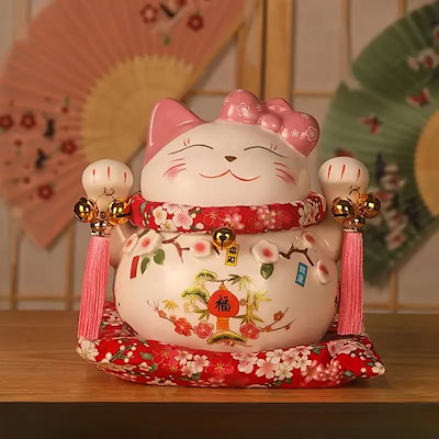 まとめて【ピンクの猫／白サバトラ猫】猫☆福猫☆桃色☆陶器製☆ Amazon.co.jp: ご縁猫 ジュエリーキャット(S-SIZE ピンク Pink