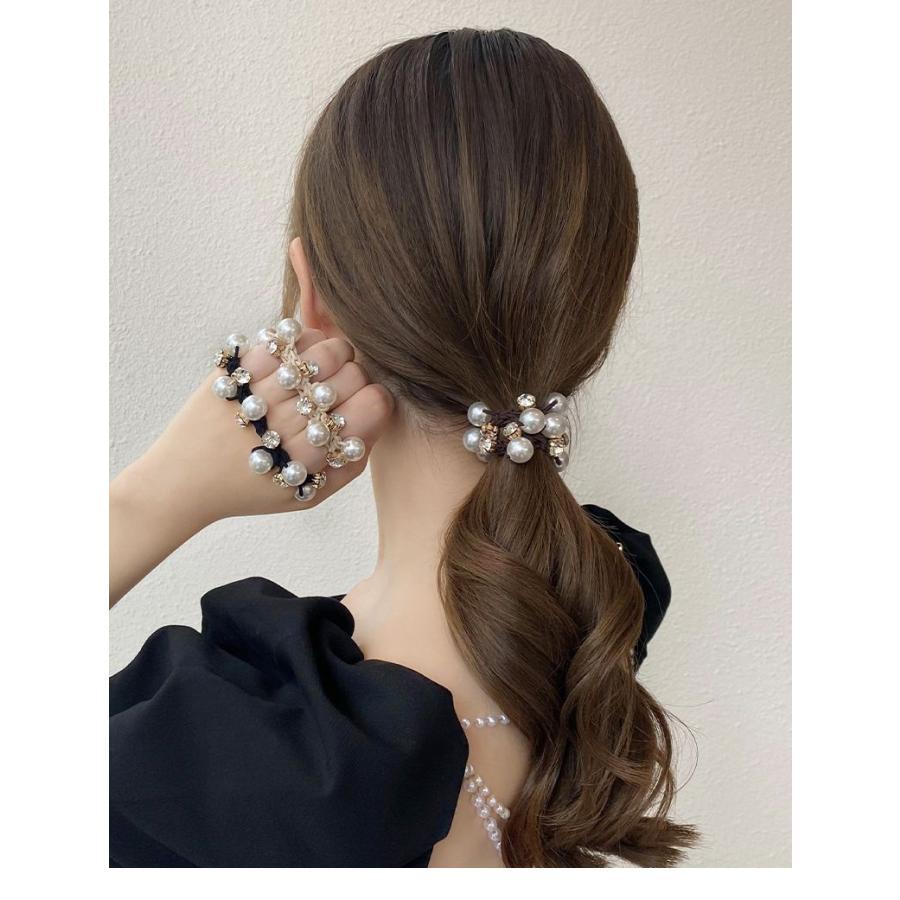 【10個セット】ヘアゴム パール 3種2個セット おしゃれ 大人 よく 伸びる 跡がつかない 大人っぽい シンプル 髪ゴム 上品 可愛い ヘアアクセサリー73120