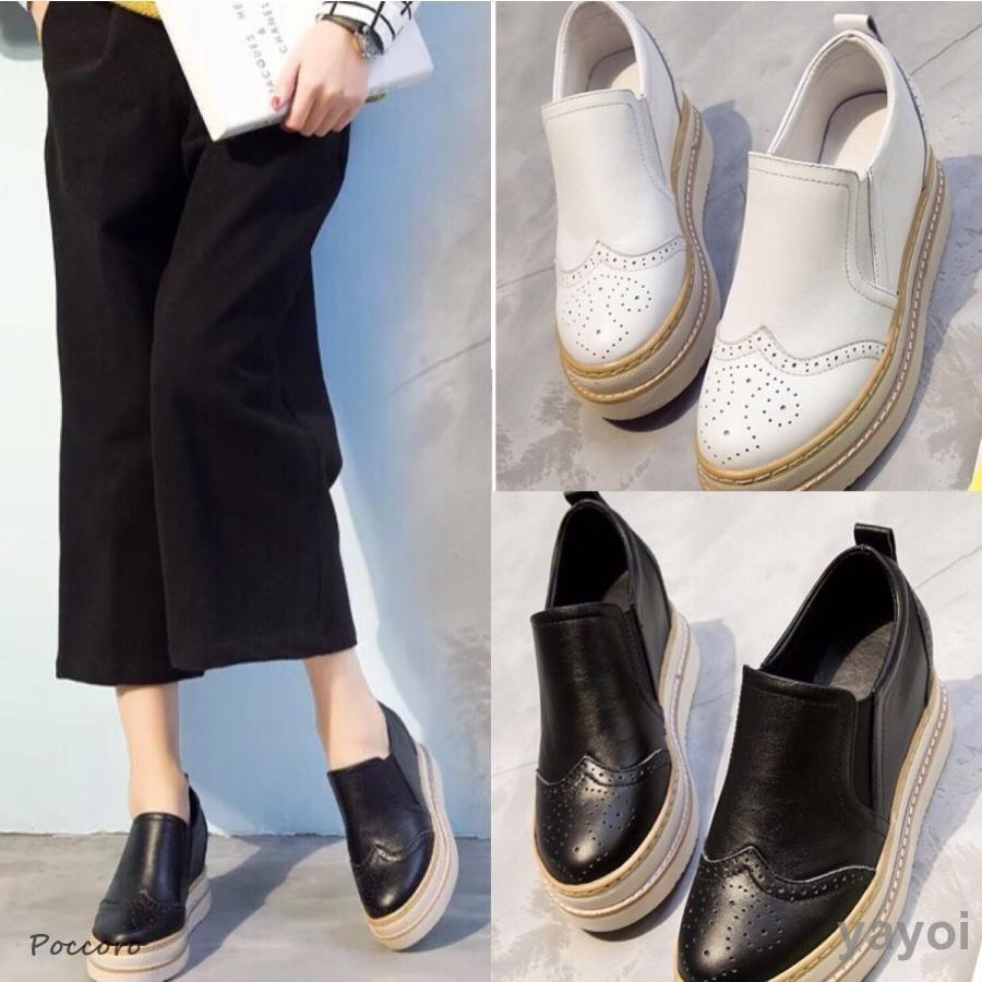 スリッポン 厚底 スニーカー インヒール 痛くない 春 夏 秋 無地 カジュアルシューズ ローカット 婦人靴 スニーカー 通気