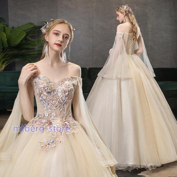 新作 ドレス ウェ ウエドレス 可愛い花 ショル お呼ばれ 舞台衣装 撮影 エレ 演奏会 姫系h4975