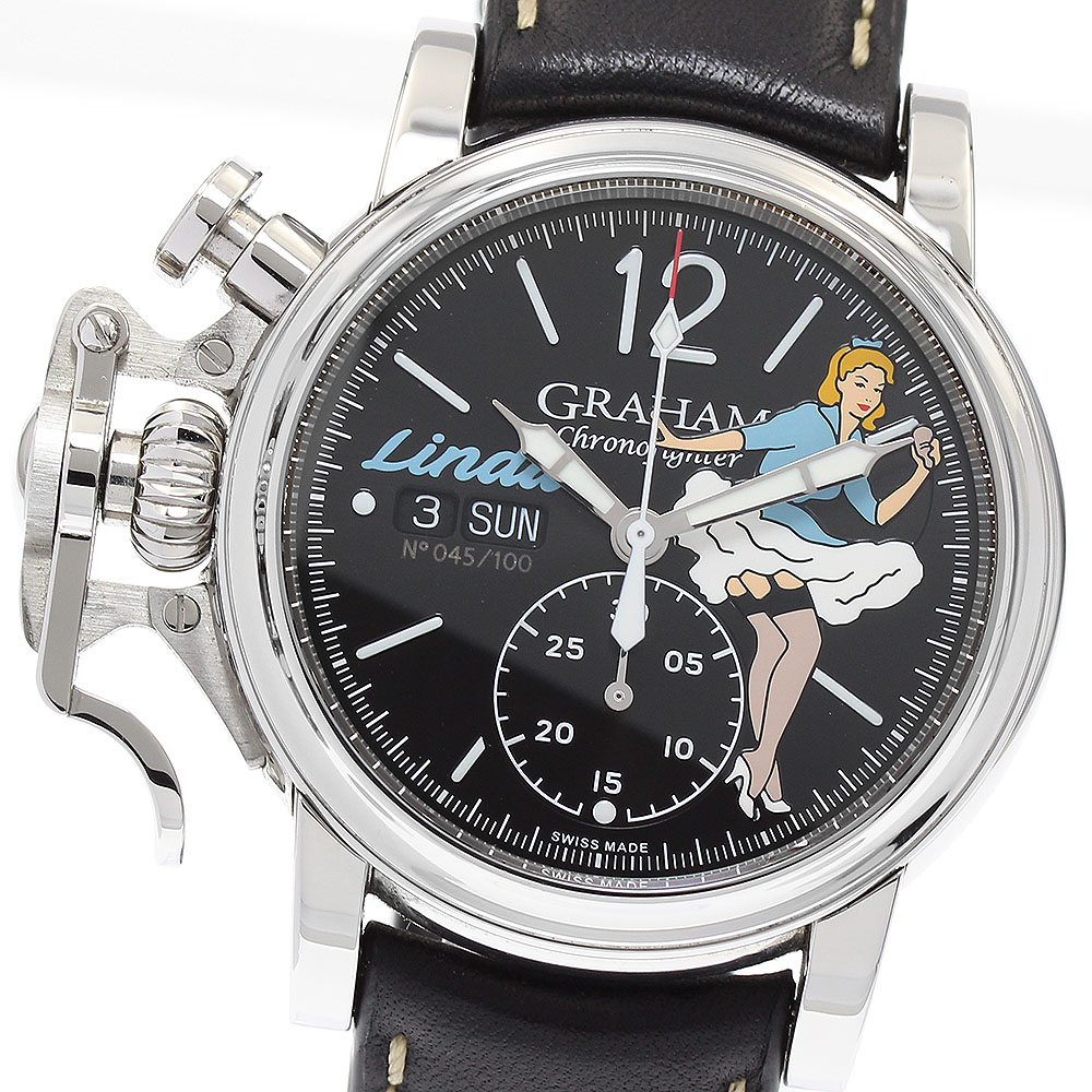 グラハム GRAHAM 2CVAS.B27A.L138F ロノファイター ヴィンテージ ノーズアート リンダ 100本限定 自動巻き メンズ 美品 箱・保付_884495【中古】