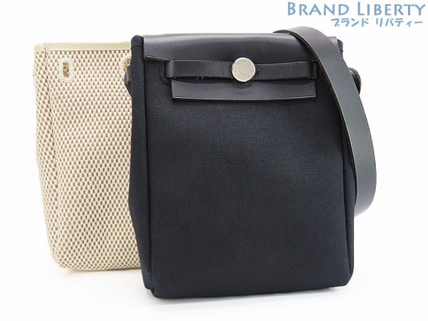 美品エルメスエールバッグTPM斜め掛けショルダーバッグポシェットポーチ替えバッグ付きブラックカーフレザー