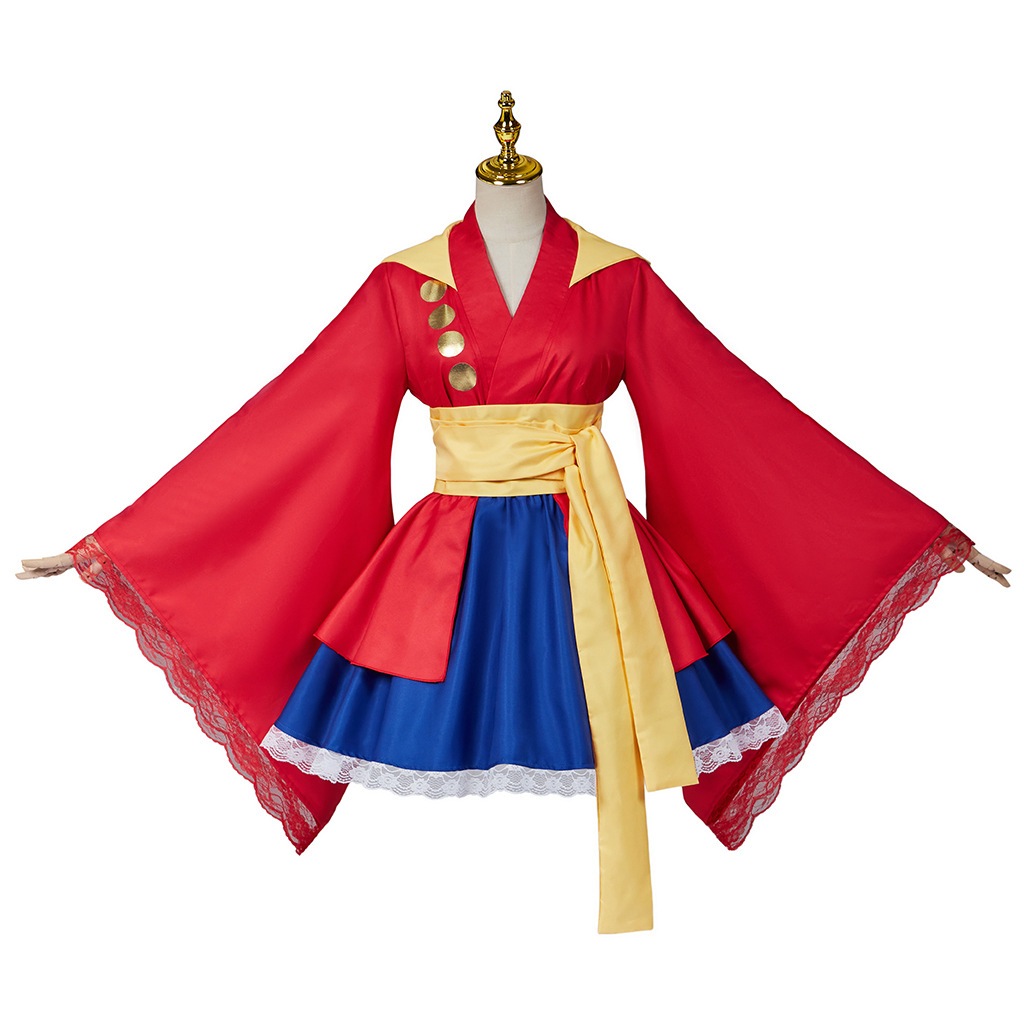 ワンピースcos服ルフィcos服ロリータ着物スカート帽子付き二創同人コスプレ衣装