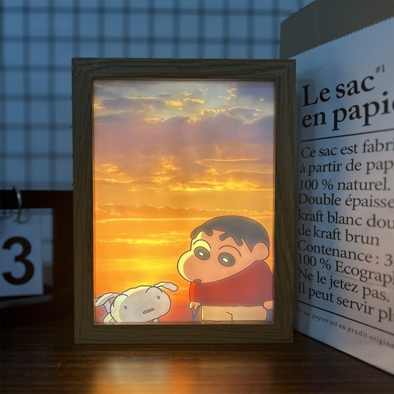 クレヨンしんちゃん ライトペインティング ナイトライト テーブルランプ 装飾 寝室 ベッドサイドランプ 雰囲気ライト フォトフレーム 発光ペインティングテーブル 4,737円