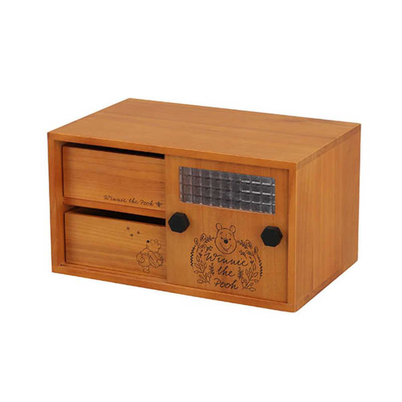 オスマック　プーさんの引出し付き引き戸小物収納庫　PHK4025