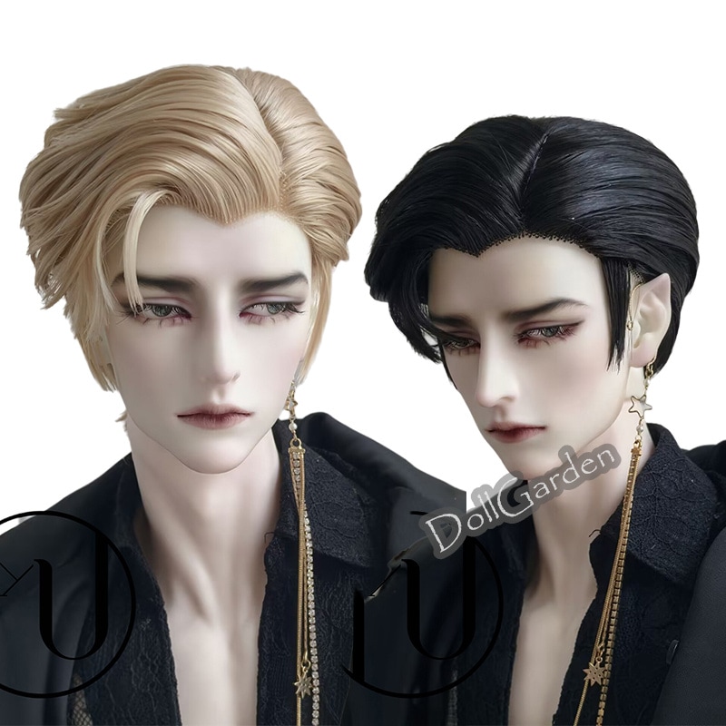 BJDドール用ウィッグ ショート スタイル済み 黒色 ゴールド グレー ワインレッド SD/小顔SDサイズ球体関節人形用 高温糸