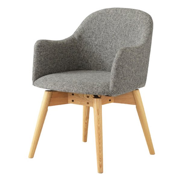 カラメリ 回転式チェア グレー 幅50×奥行き55×高さ73×座面高43cm KRM-020GY