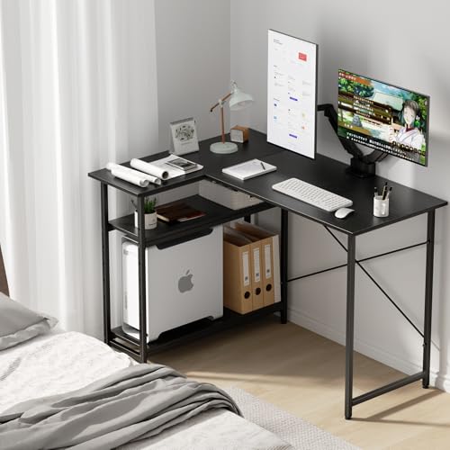 色：ブラック Holdm pcデスク l字デスク パソコンデスク 幅110cm 机 pcデスク 左右 7,451円