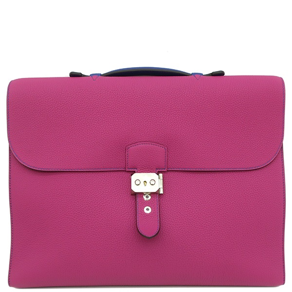 エルメス HERMES ブリーフケース サックアデペッシュ 38 トゴ ローズパープル×ブルーエレクトリック シルバー金具 【PO品】紫 青 バイカラー イニシャル刻印 B刻印（2023年製） 【箱】